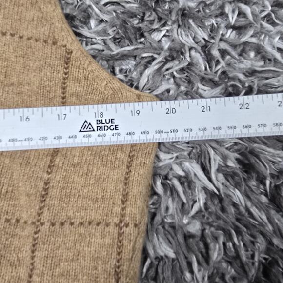 Lauren Ralph Lauren Sweater Vest Womens XL Tan Lambswool Peplum Button Up - Picture 3 of 7